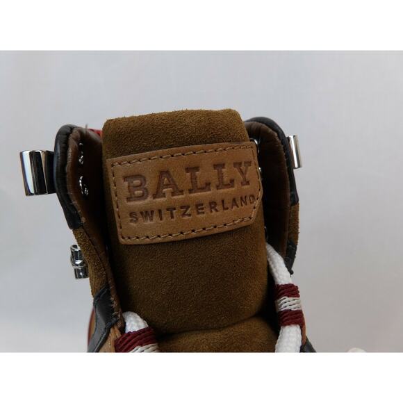 NIB BALLY AVYD TOBACCO SUEDE BLACK LEATHER LOGO TOP SNEAKERS 10.5 US 43.5 ITALY - Picture 2 of 12